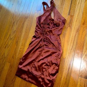 Women’s Fashion Nova Laced Up One Shoulder Dress - Copper - Size Small